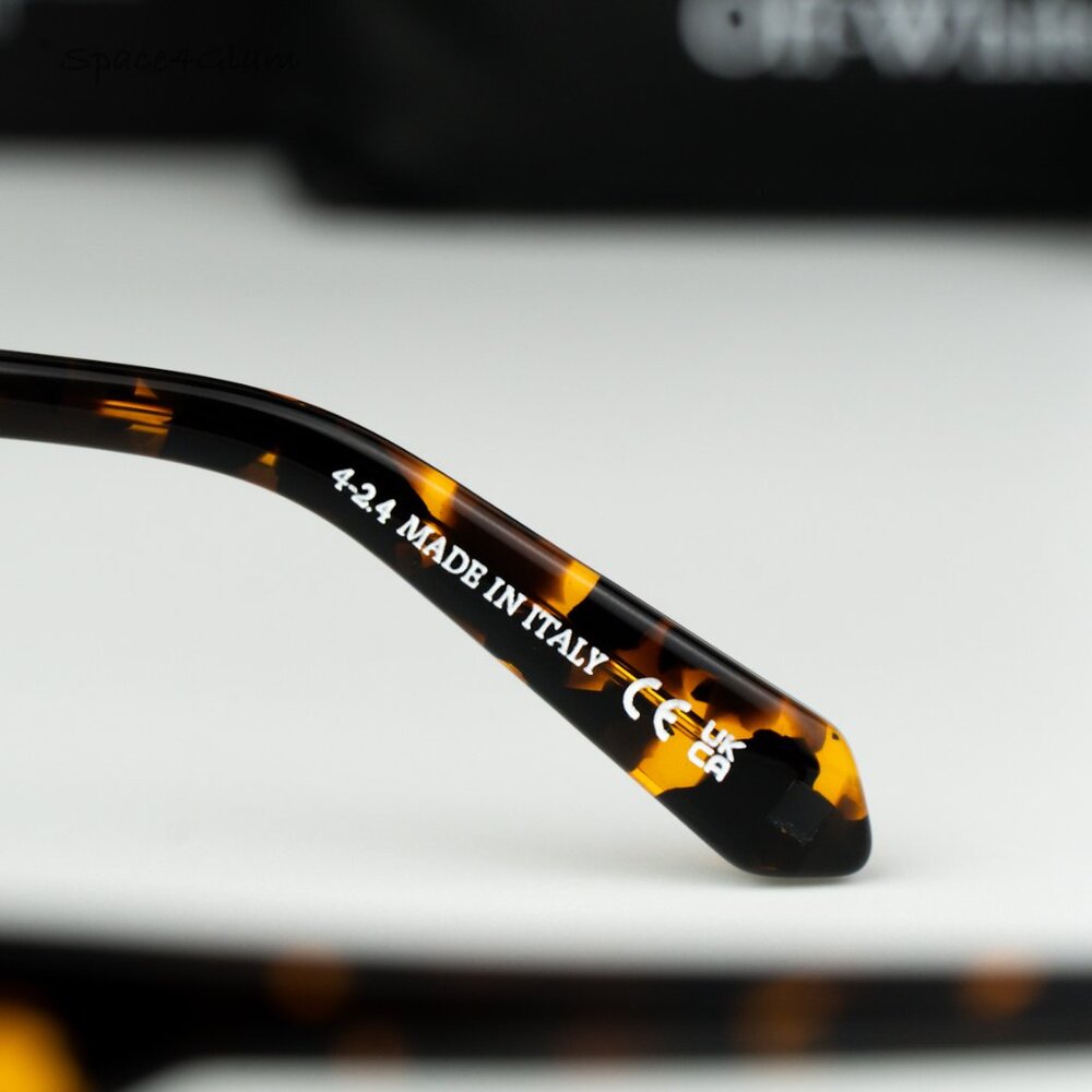 Off-White Men Sunglasses Havana Green Square OERI13E ALBANY 6055 NEW AUTHENTIC - Picture 8 of 9